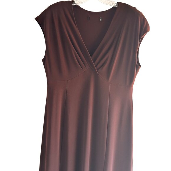Focus Size 14 V-Neck Business Stylist Casual Sleeveless Maxi Dress Brown - Picture 6 of 13